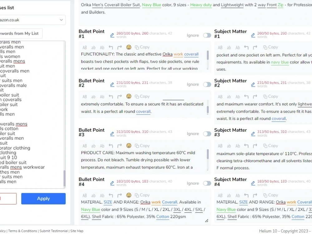 Html description for amazon product listing with keyword optimization