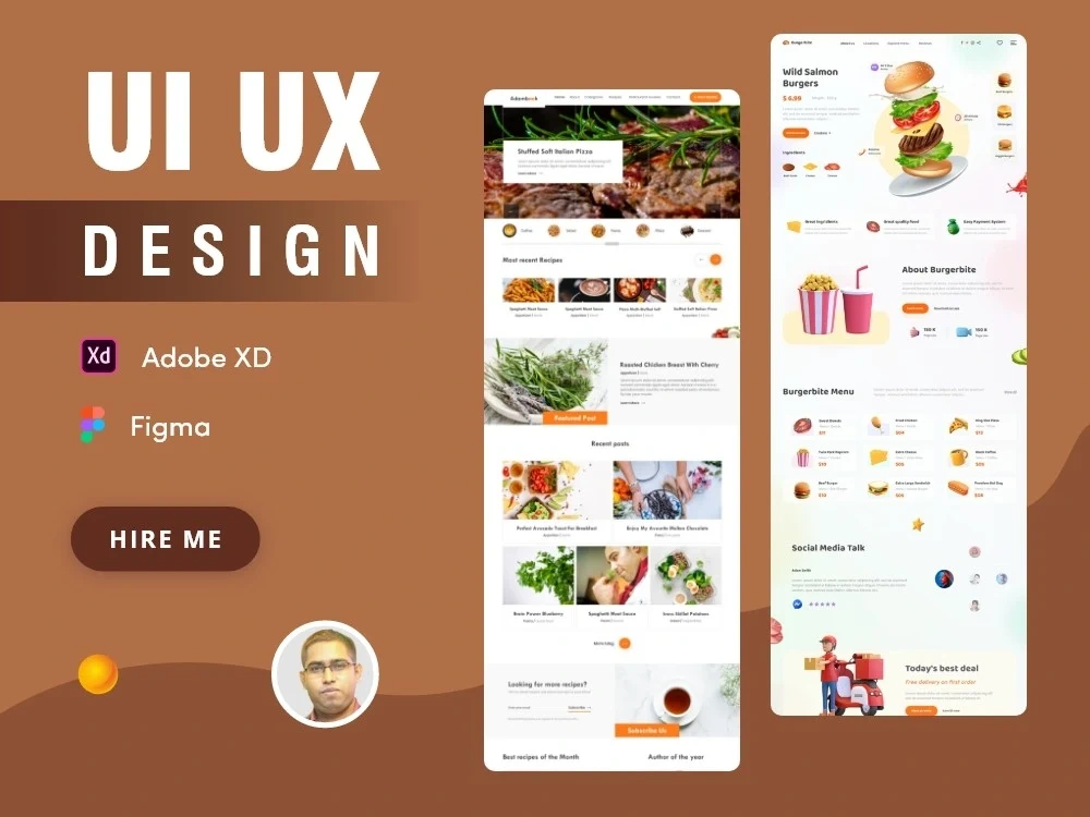 Restaurant or cafe UI/UX design, web UI or landing page UI design in