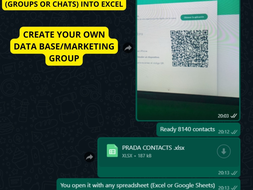 Export whatsapp contacts to excel or google sheets xls Upwork