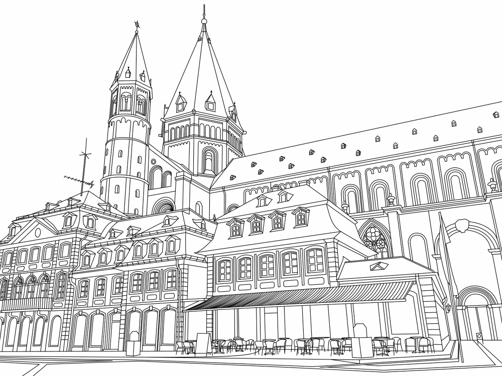 A detailed line art house, building, or urban architecture. | Upwork