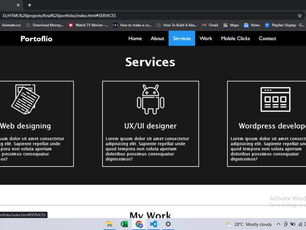 A reponsive portfolio website made with HTML CSS and JS | Upwork