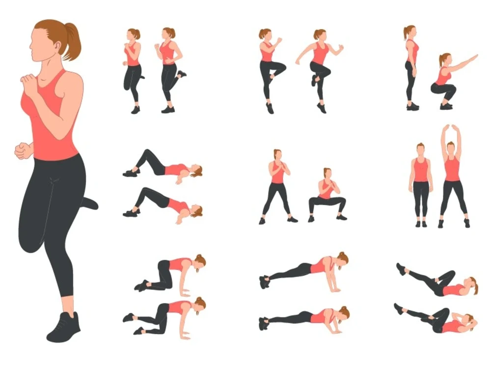 Exercise, workout, yoga, medical, etc manual illustration and gif animation