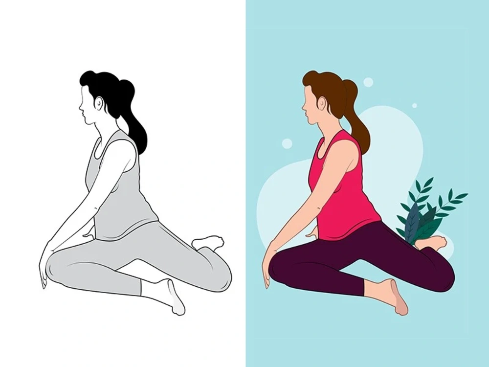 Exercise, workout, yoga, medical, etc manual illustration and gif animation