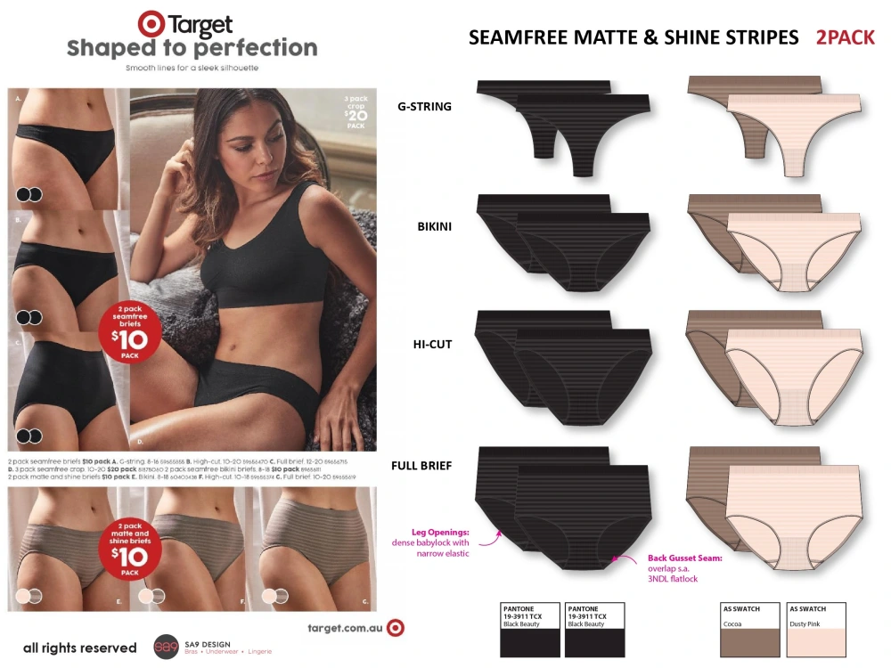 Target 2 Pack Matte and Shine Seamfree High Cut Briefs - Pink