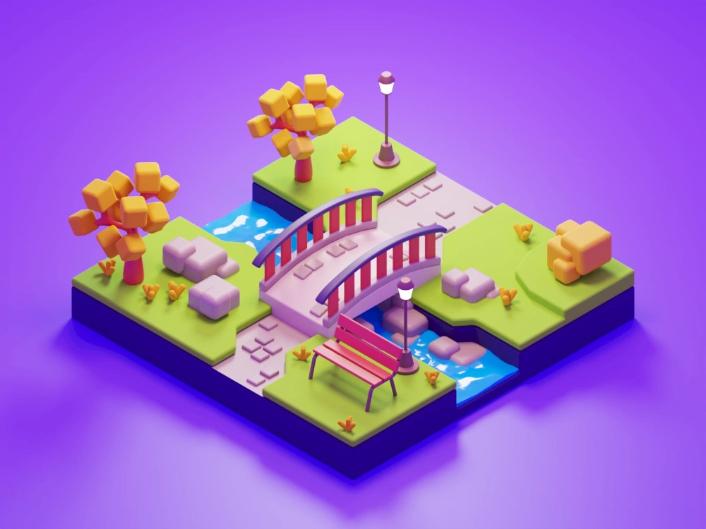 3D isometric style environment illustrations. | Upwork