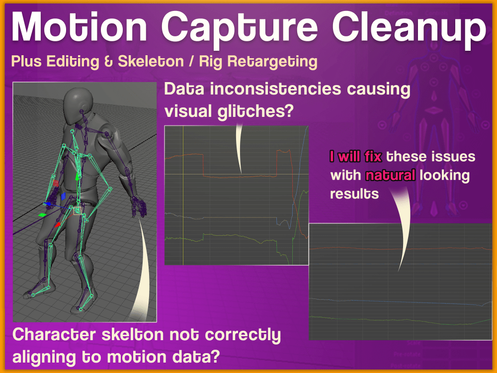 Motion Capture Cleanup + Editing & Skeleton/Rig Retargeting Upwork