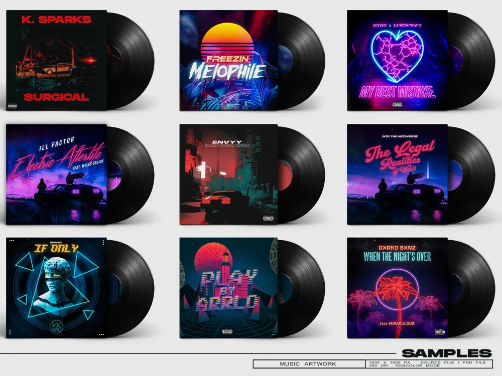 You will get a 80s retro, synthwave album, single cover art