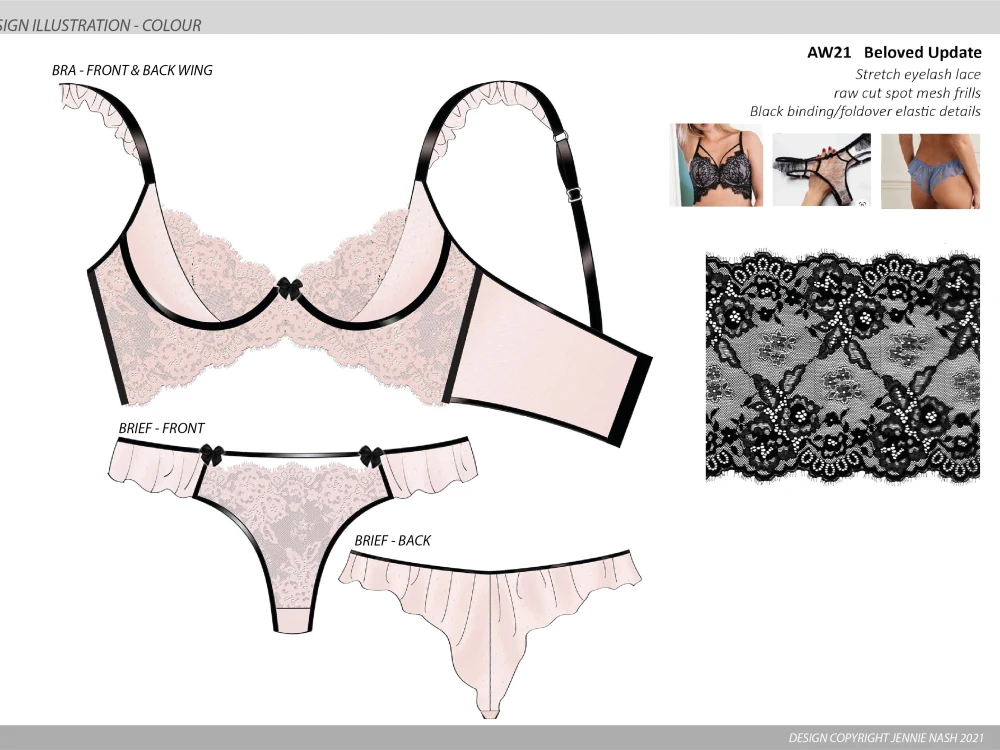 Professional Technical Flat Sketch of your Lingerie / Swimwear Design ...