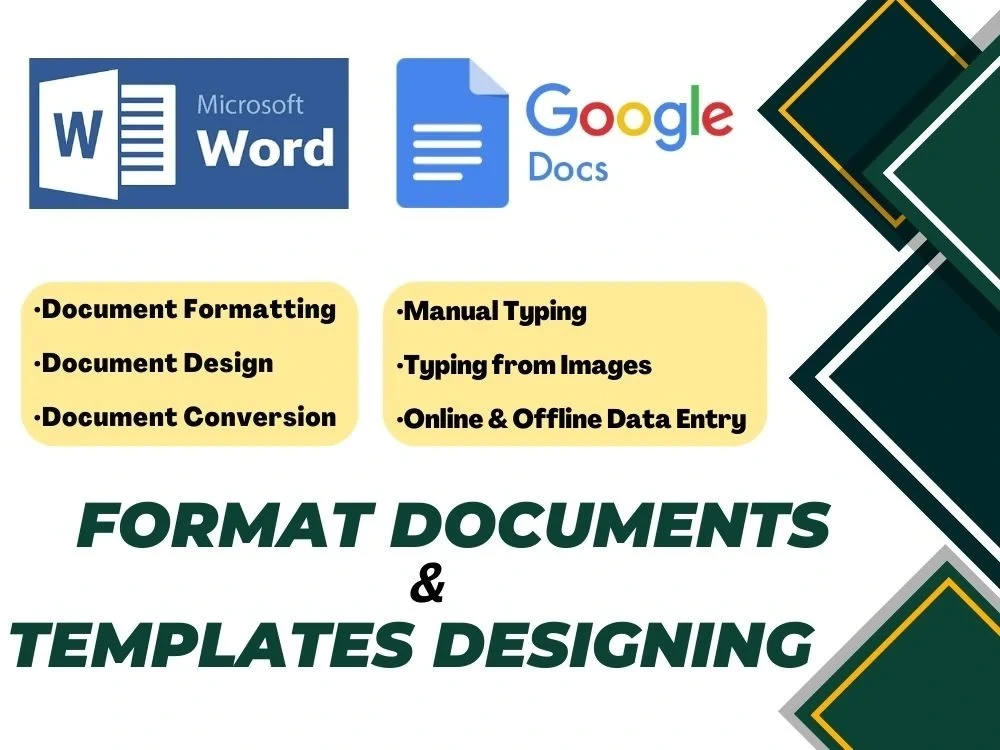MS Word & Google docs Formatting Documents with manual data entry | Upwork