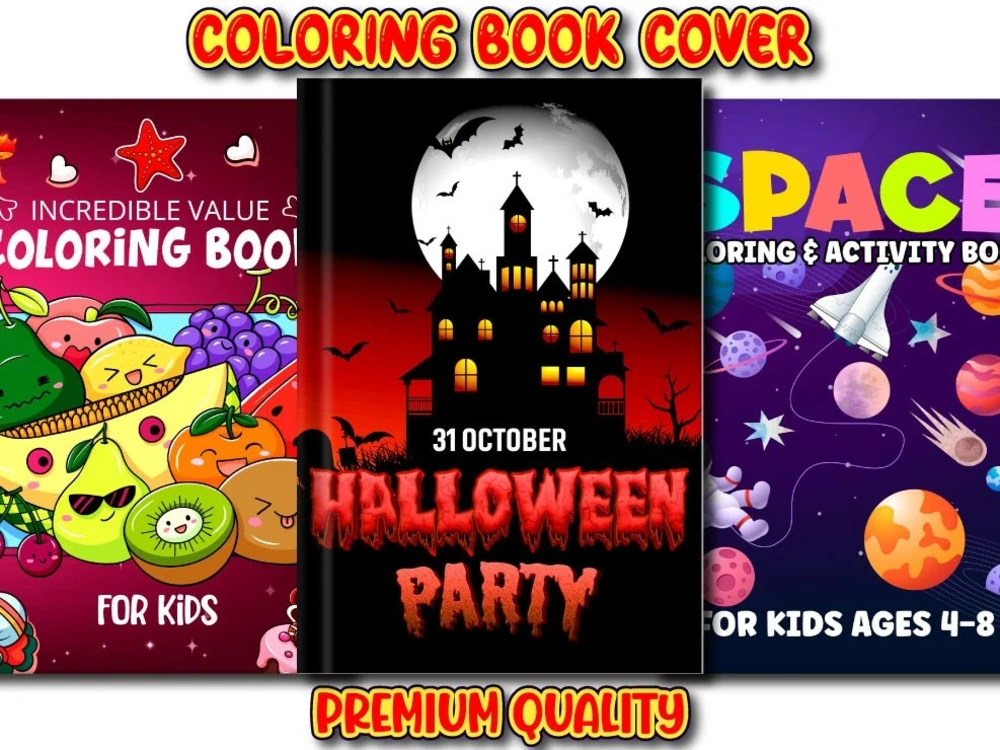 Various coloring book covers and interior pages for adults | Upwork