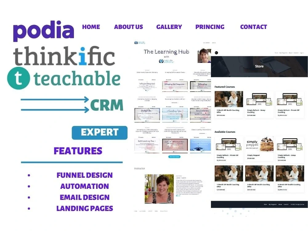 An online course sales funnel on thinkific, teachable, podia or ...
