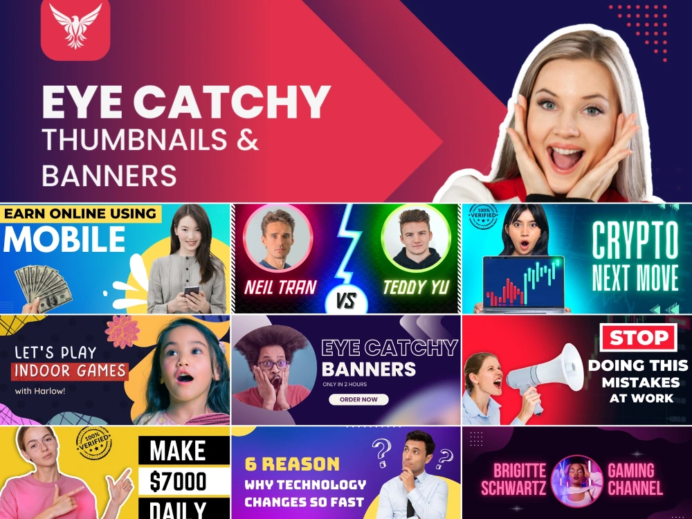 Amazing eye catchy youtube thumbnail designs | Upwork