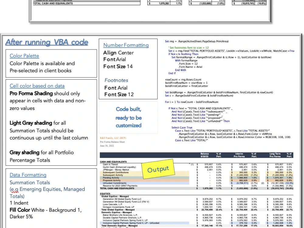 An automated and redesigned client-facing Excel workbook | Upwork