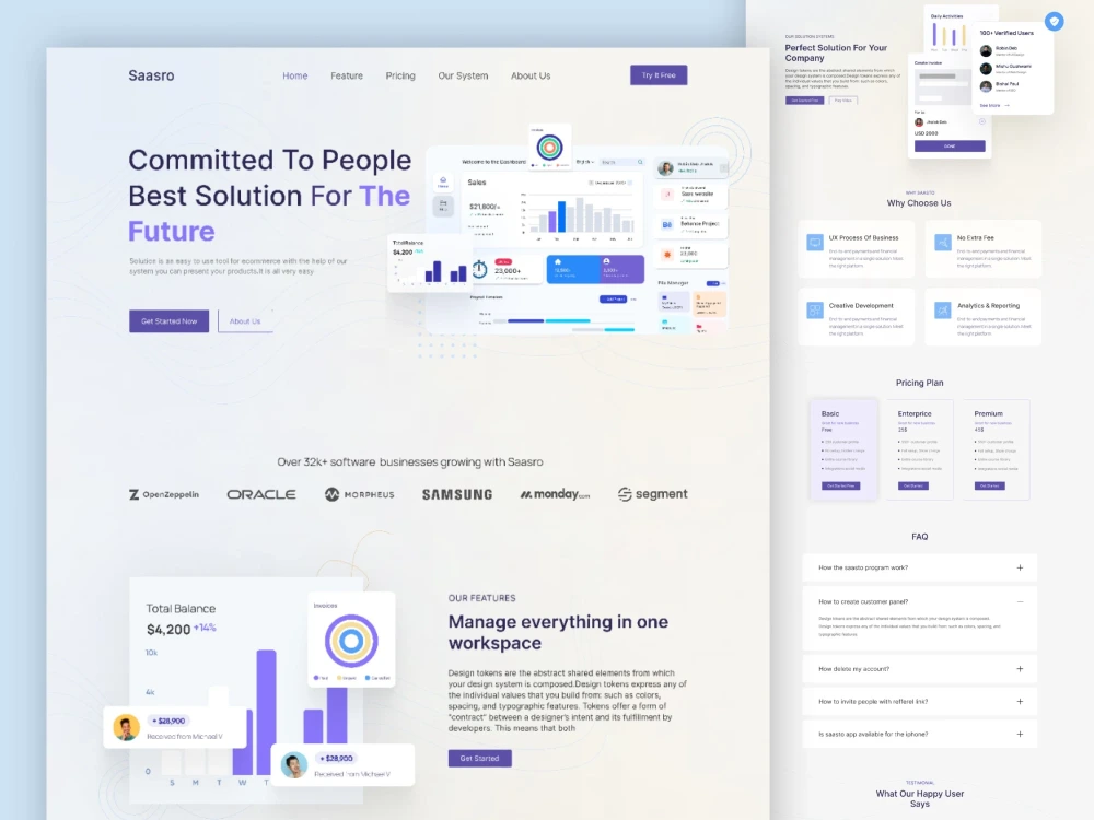 Landing Page Dashboard UI UX design in Figma with wireframe website ...