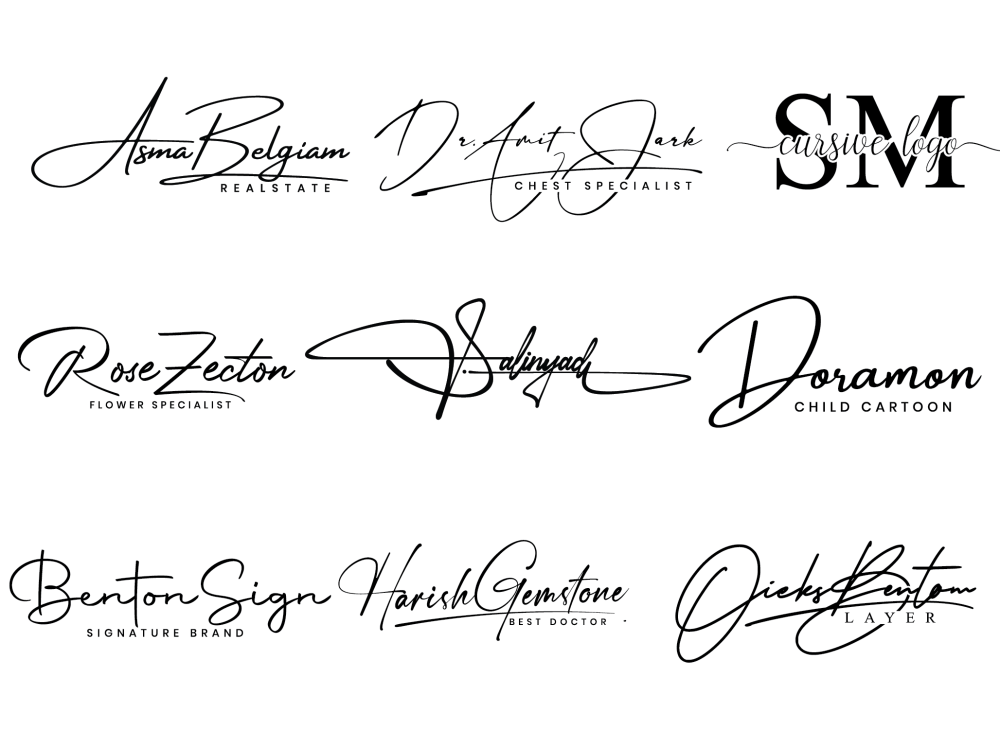 Signature, handwritten, scripted, cursive, handwriting logo design | Upwork