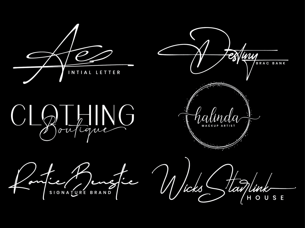 Modern signature, handwritten, calligraphy, scripted, cursive logo ...