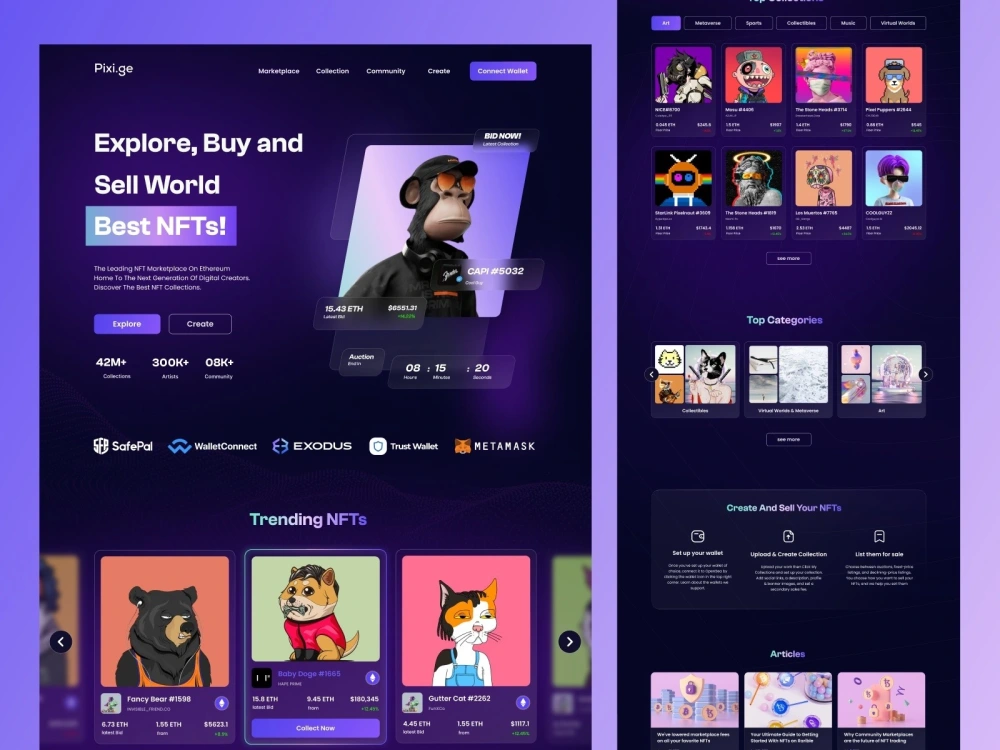 NFT landing page UI UX, crypto, blockchain UI design | Upwork
