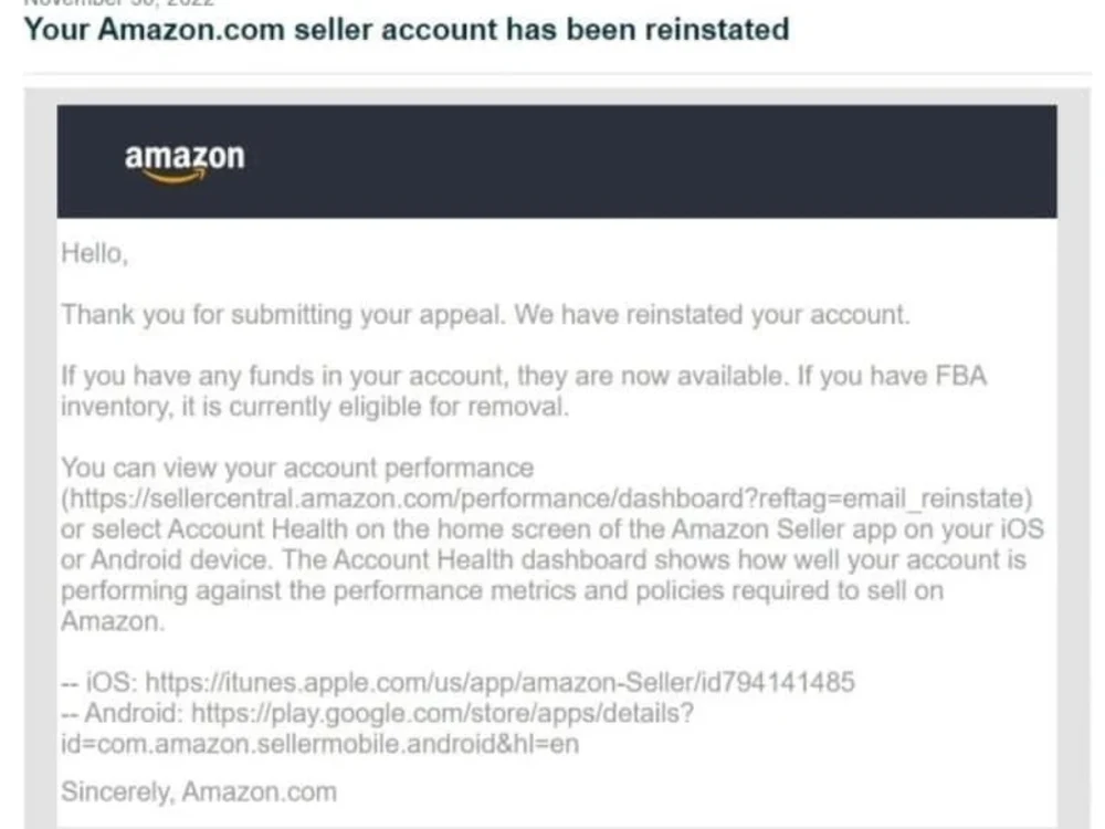 Customized amazon suspension reinstatement appeal letter Upwork