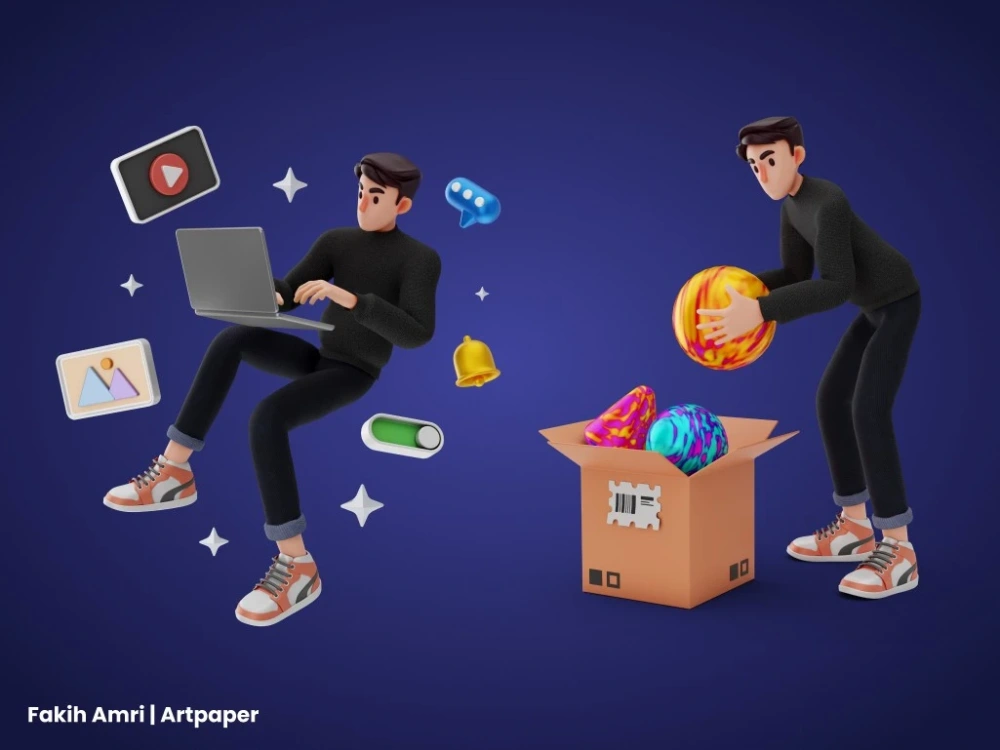 A fantastic 3d illustrations design for your landing page, app or UI ...