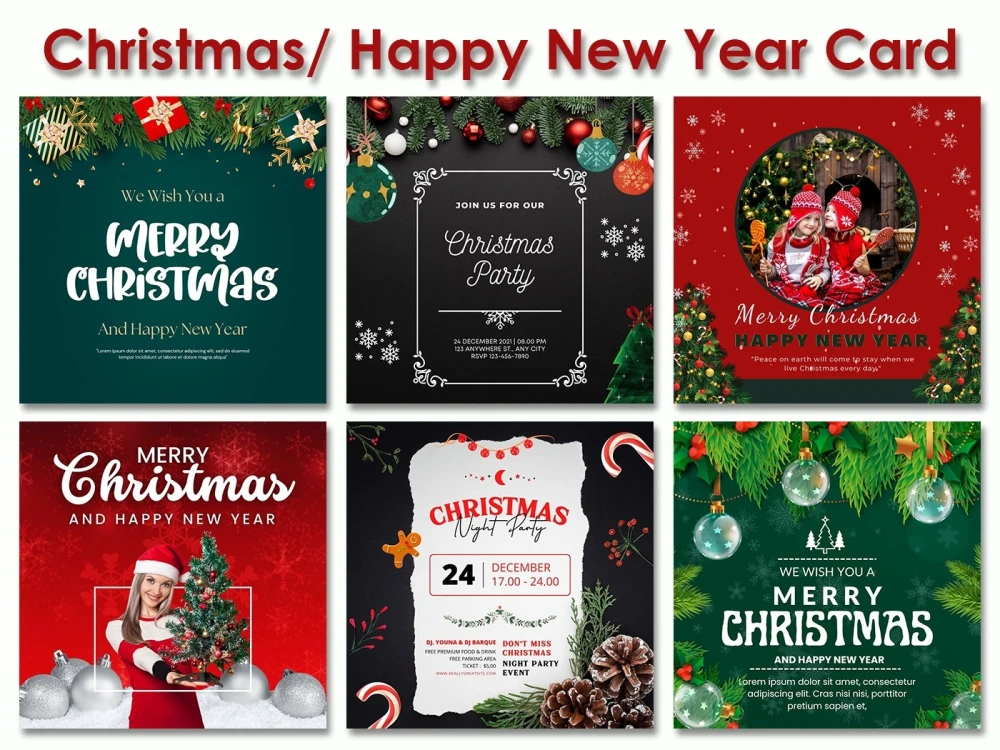 Christmas Card, Greeting Card, Holiday Invitations, or Party Poster Design