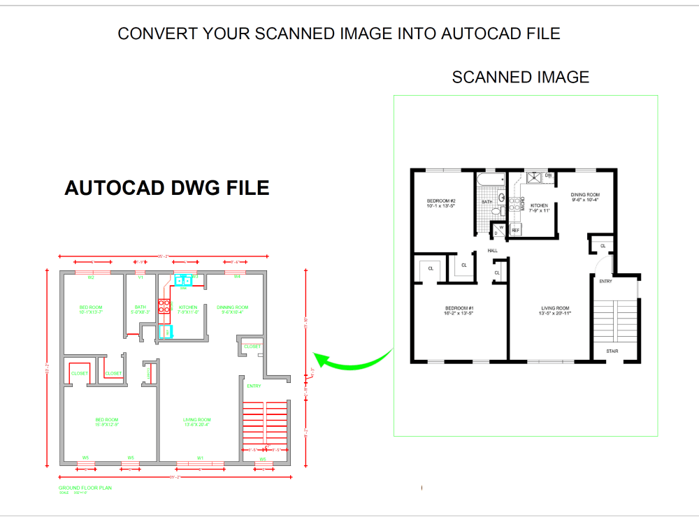 Your pdf/image or scanned sketch converted into Autocad drawing. Upwork
