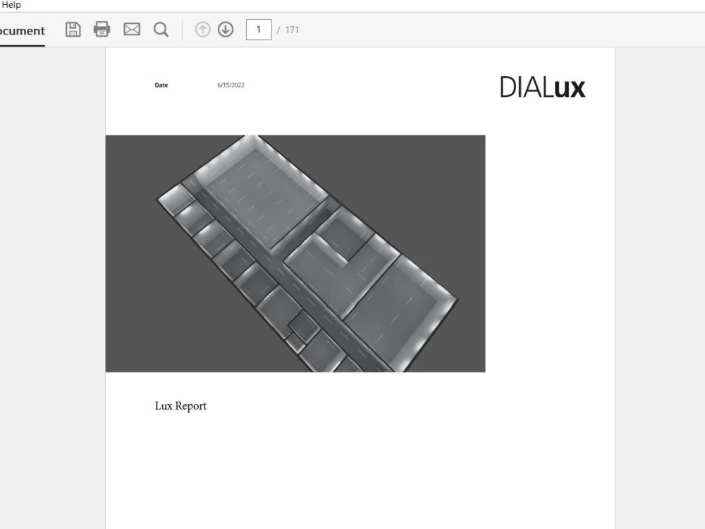 A lighting design in Dialux photometeric plan foot candles lux