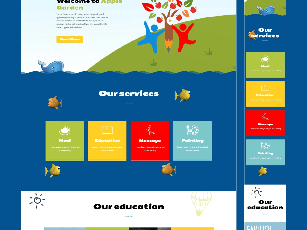 Responsive Kindergarten website template | HTML | CSS | Javascript | Upwork