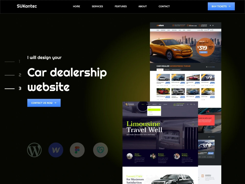 Car rental, car dealership, car booking, and taxi booking website with Wix Upwork