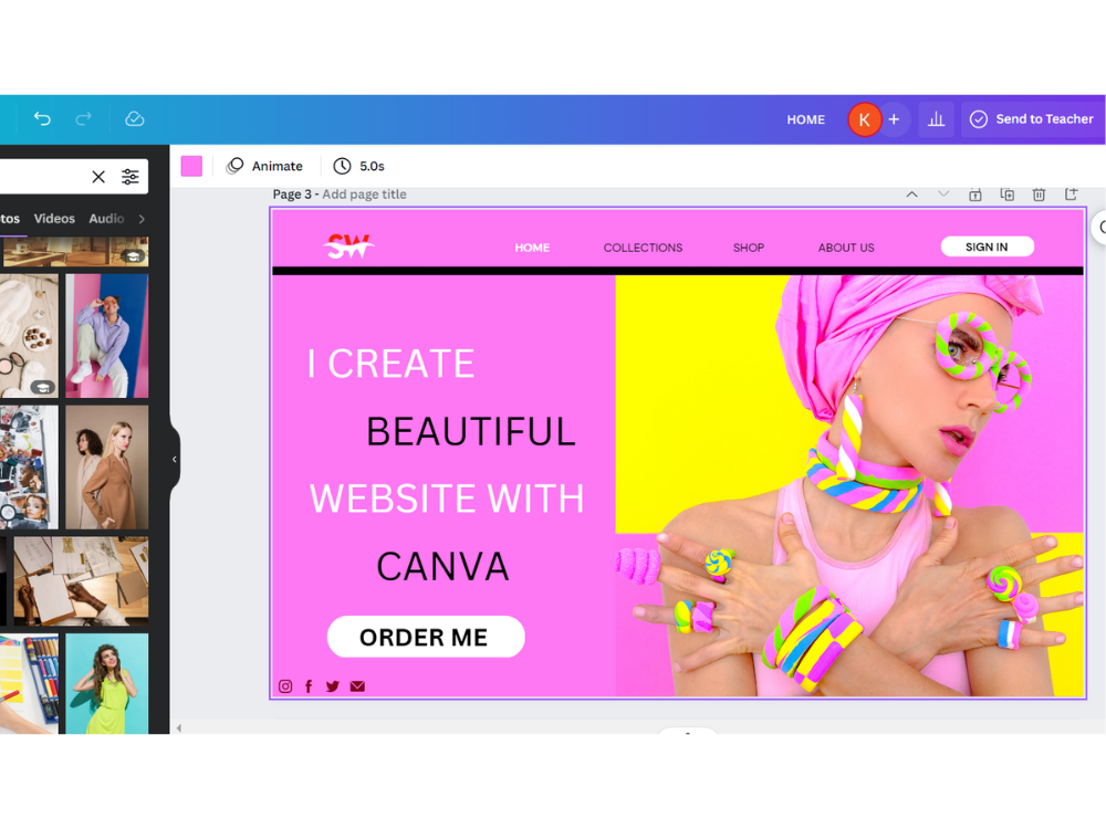 Stunning canva website, canva landing page Upwork