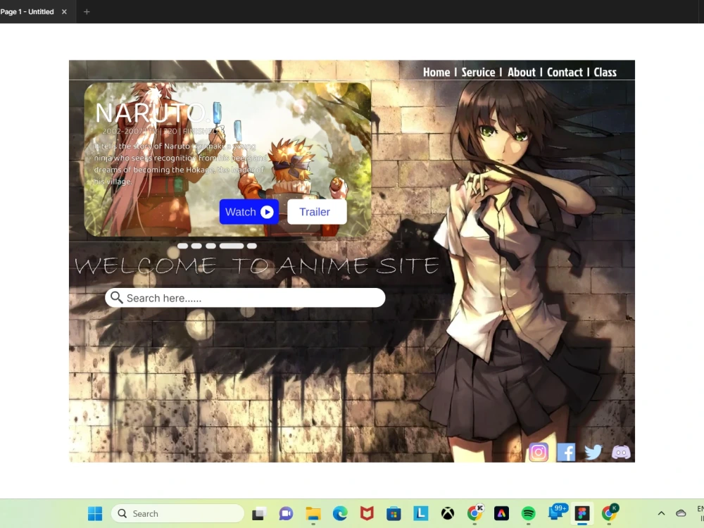 Anime website landing page prototype in figma Upwork