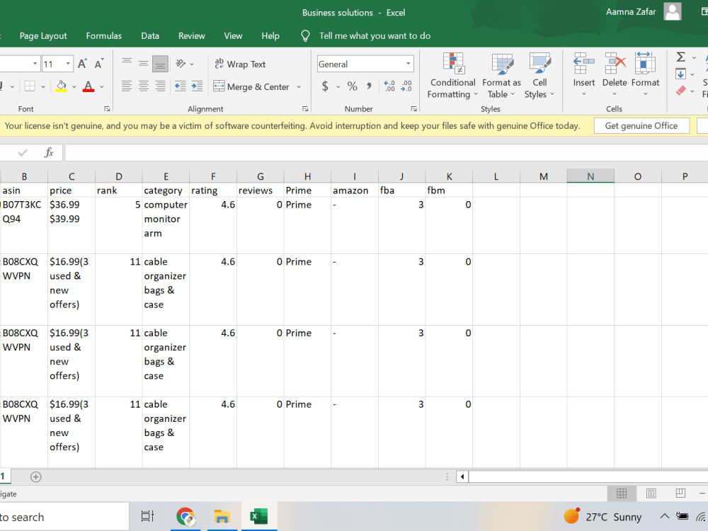 A perfect data entry for amazon products and ASIN Upwork