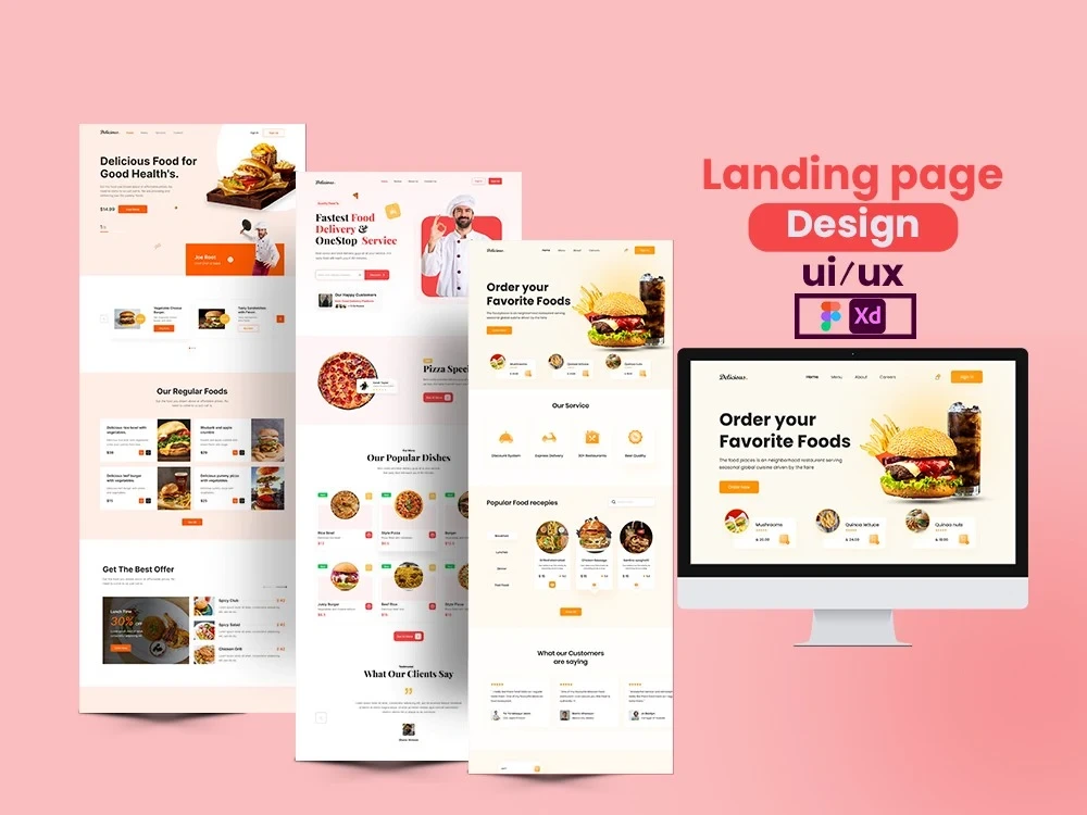 Professional and creative landing page design ui ux in figma or xd | Upwork