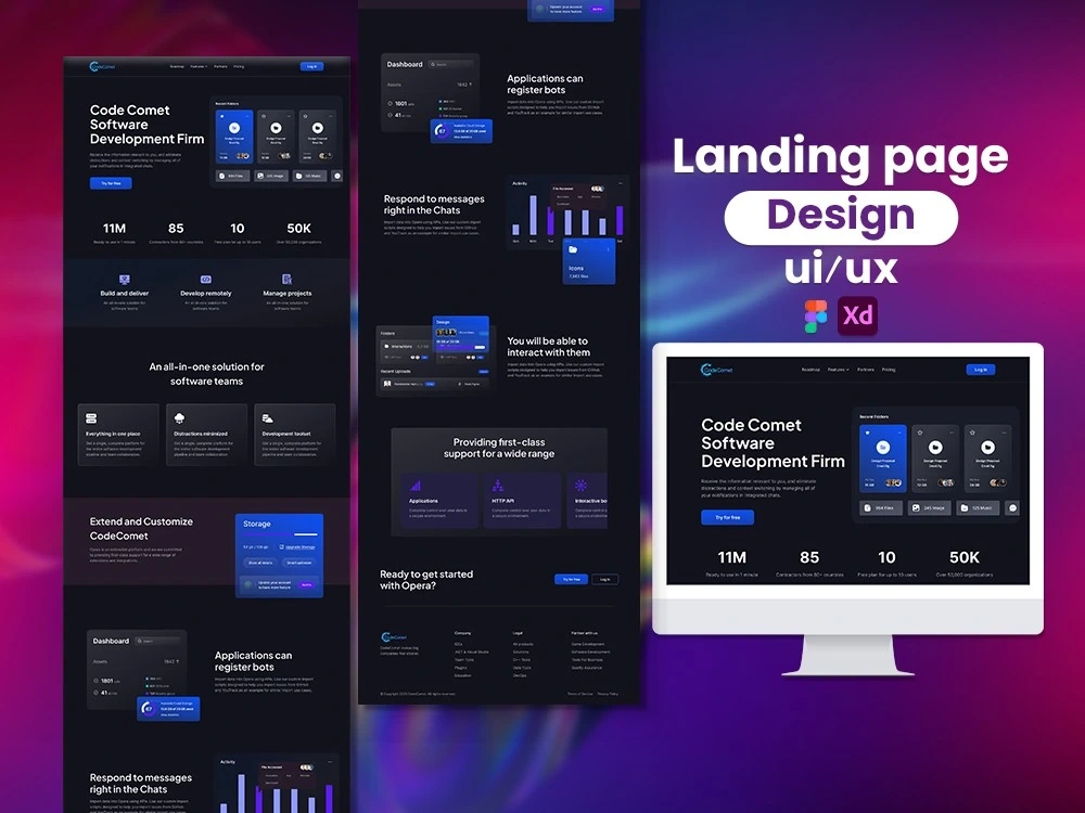 Professional and creative landing page design ui ux in figma or xd | Upwork