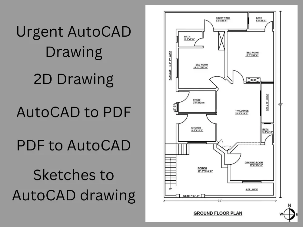 Urgent 2D Floor plan Drawing with AutoCAD | Upwork