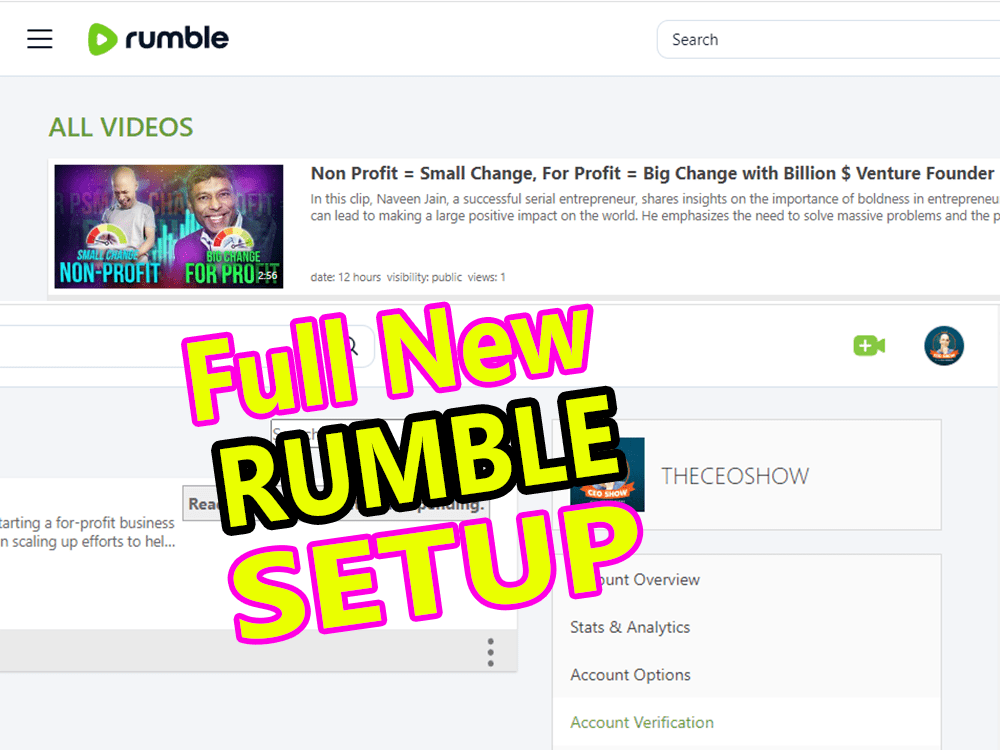 A New Rumble account setup or set up your presence on Rumble A to Z
