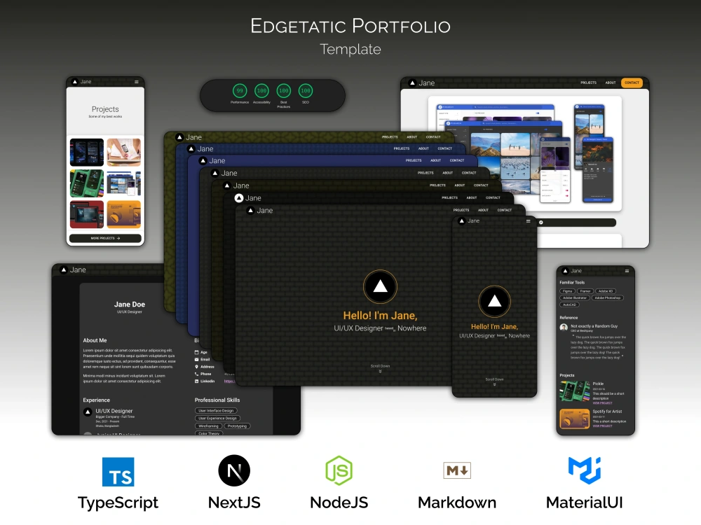 Edgetatic Portfolio Template Material You NextJS, Markdown Jamstack Upwork