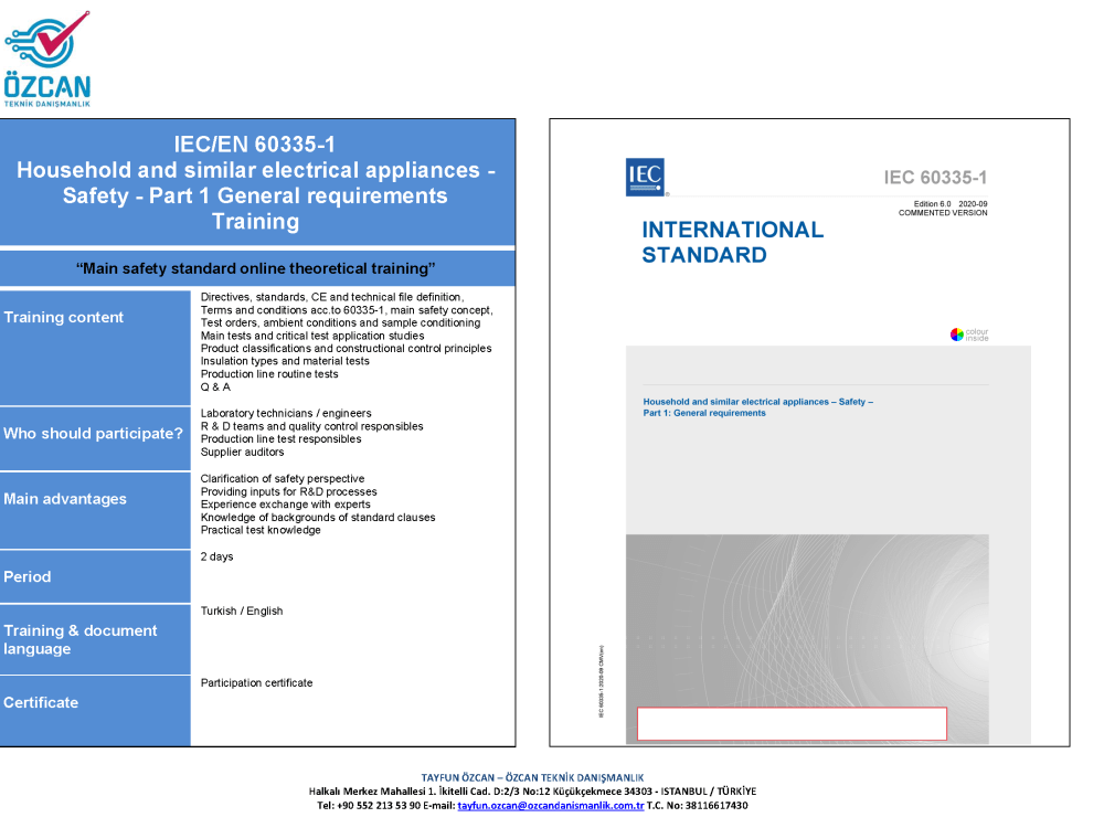 Online 60335 standard PowerPoint training + 2h of online live Q&A