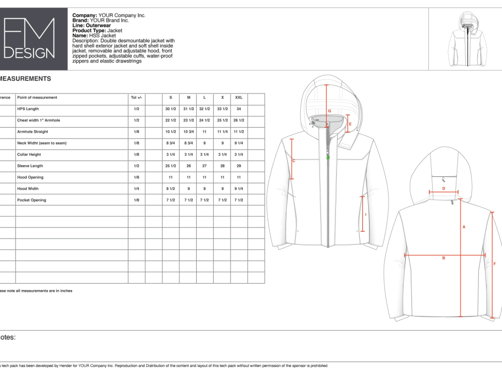 Tech pack including CAD 2D Drawing and additional construction details ...