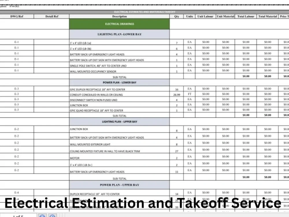 Electrical material takeoff and cost estimation Upwork