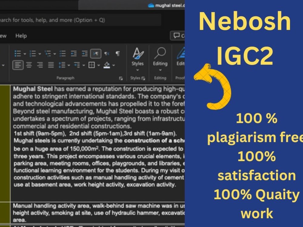 Igc2 Risk Assessment Report For Nebosh With New Pattern Upwork Igc2 Risk Assessment Report For Nebosh With New Pattern Upwork