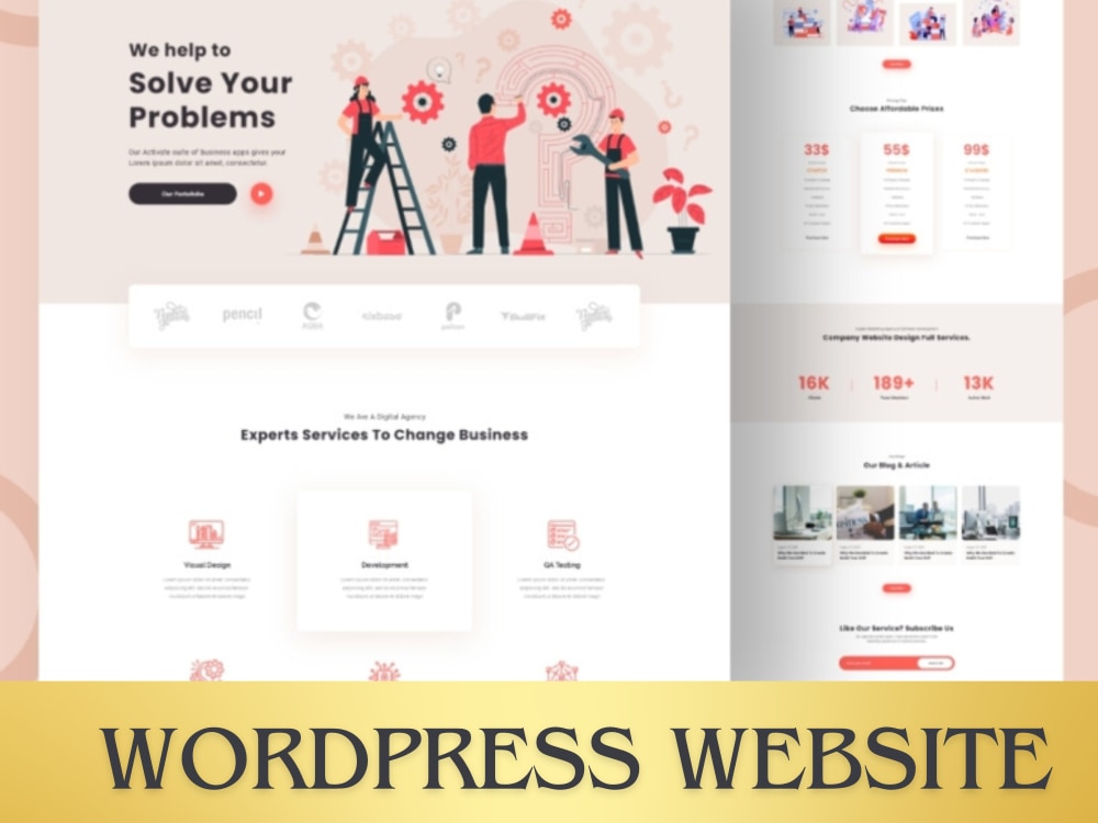 Custom modern responsive wordpress website using elementor | Upwork