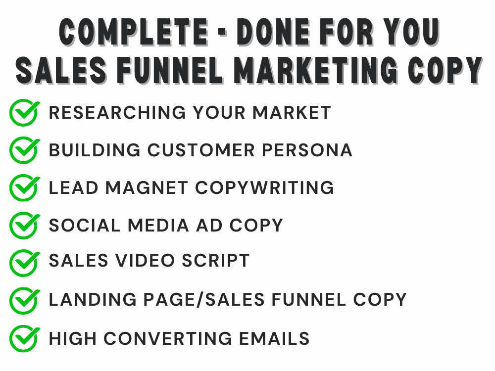 A complete dfy conversion focus sales funnel copywriting Upwork