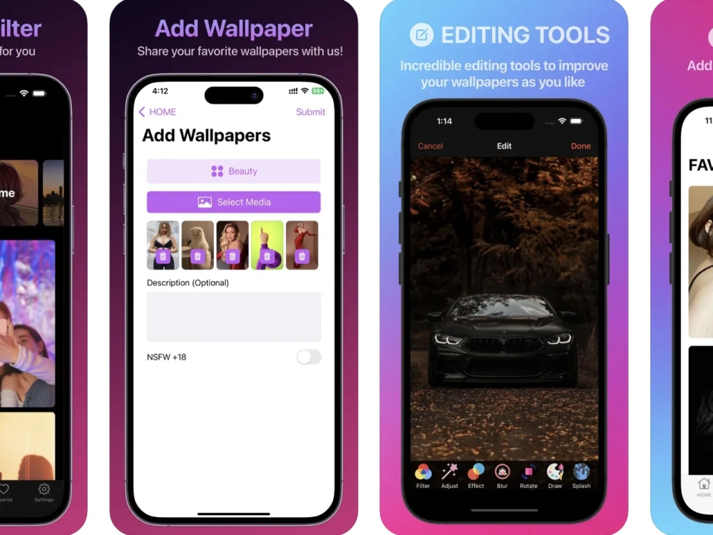 A native Wallpapers app with Photo Editing tools | Upwork
