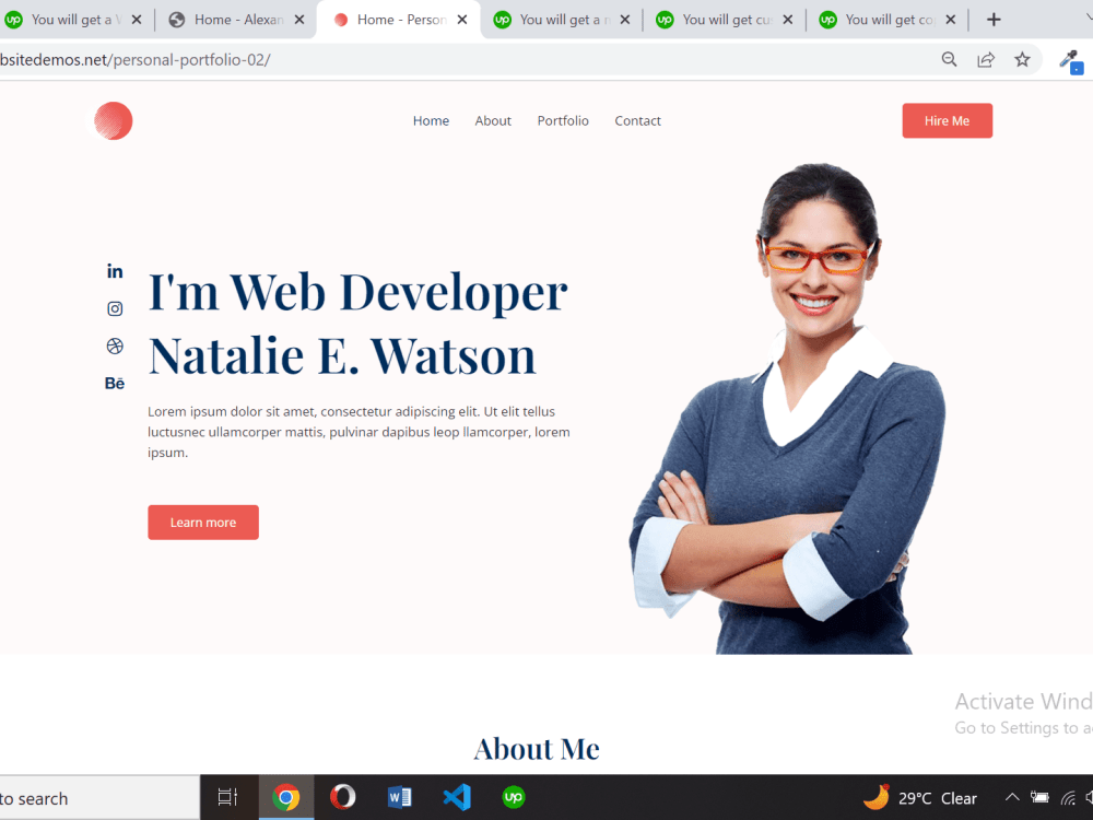 A WordPress portfolio website Upwork