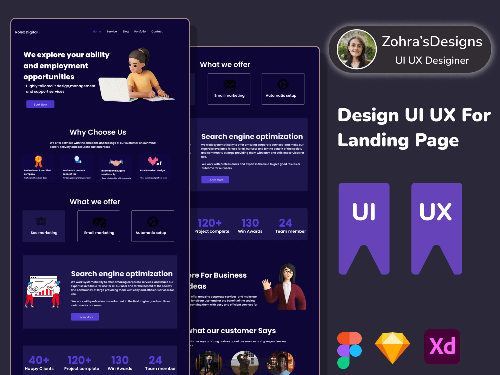 Professional & modren landing page design for website ui ux design | Upwork