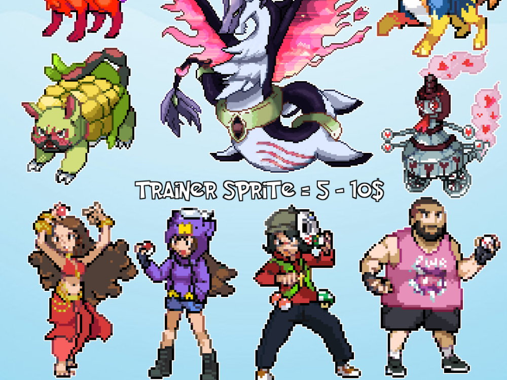 Create a custom pokemon or fakemon sprite and pixel art by