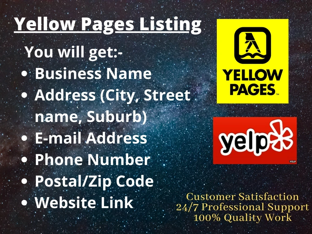 Yellow pages business listing service Upwork