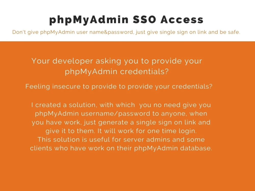 PhpMyAdmin Single Sign On Link Generator to provide access your ...