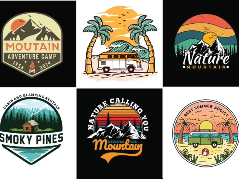 3 CONCEPTS OF OUTDOOR, CAMPING, FISHING, HUNTING LOGO DESIGN