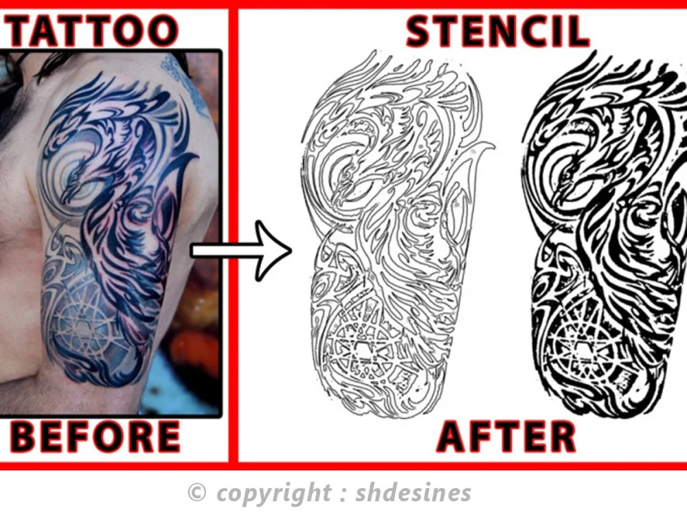 Tattoo to Stencils/Vector/sketch with manipulation | Upwork
